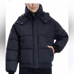 Lucky Brand Black Puffer Jacket with Hood Small